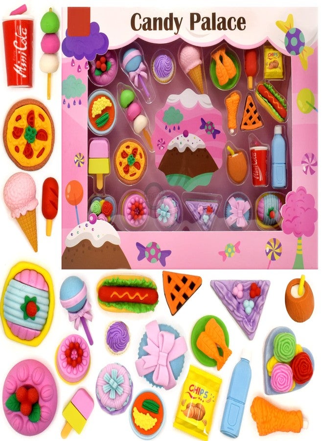 Kiditos Erasers Pack of 23 Candy Palace Toy for Kids Play Fancy Erasers for Kids School Stationary Kit Birthday Return Gift, Multi - Image 1